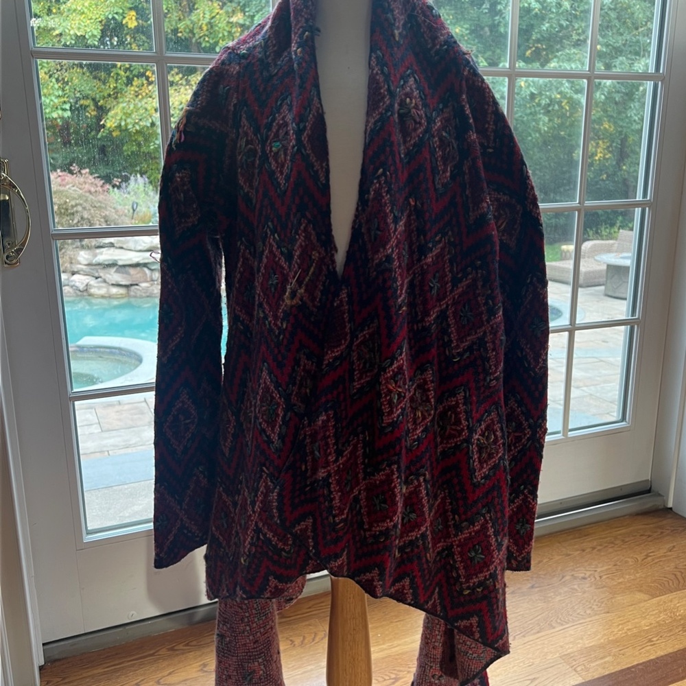 Anthropologie Sleeping on Snow Echoing Argyle Cardigan Women's Size M - Picture 2 of 6